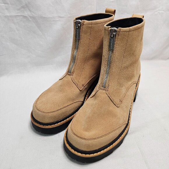 SOREL Joan Now Zip Front Leather Heel Boot Canoe- Black Women's Size 11 - Picture 1 of 12